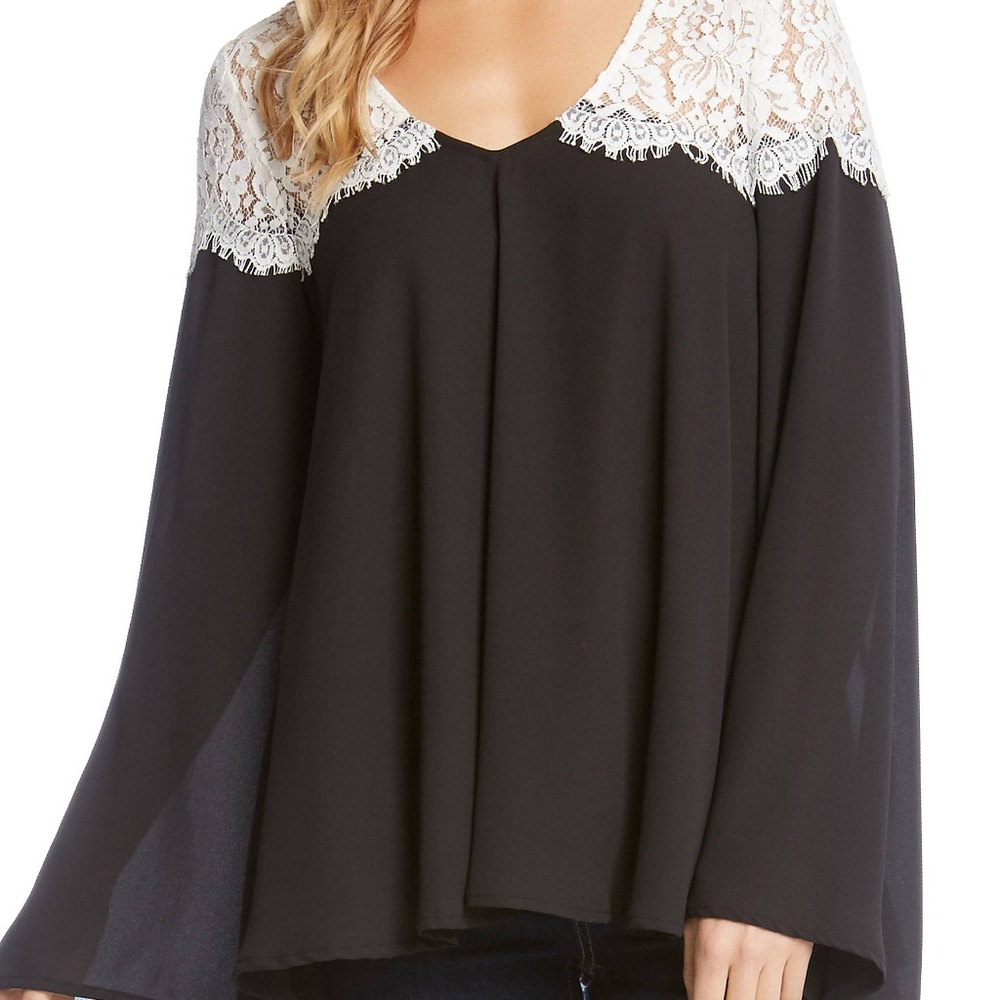 Karen Kane Lace and Chiffon Blouse